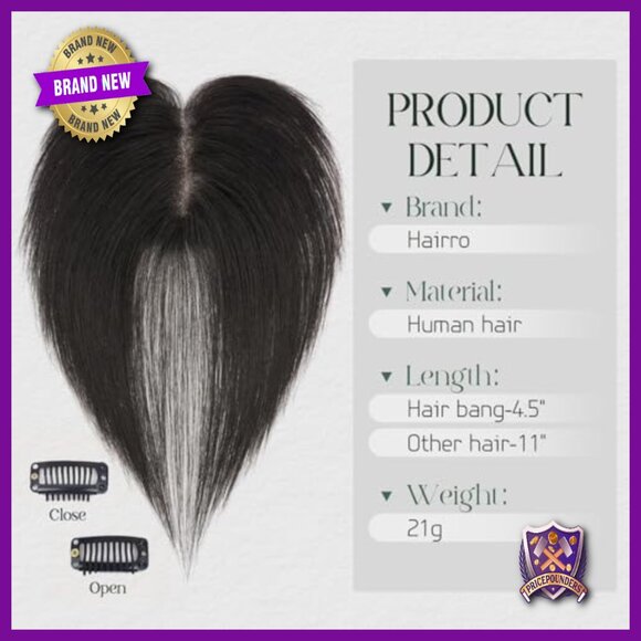 Human Hair Topper No Bangs Middle Part Lace Base Clip On Hairpiece 11 Inches